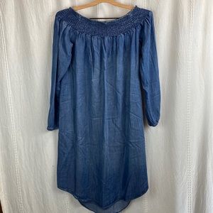 Isabel Maternity denim long sleeve off the shoulder dress medium